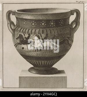 The Hunt Krater : vue détaillée montrant trois cavaliers galopants, 1766 [-1767]. Extrait de Sir William Hamilton de la collection d'antiquités étrusques, grecques et romaines du Cabinet de l'honneur. WM. Hamilton son envoyé extraordinaire de la Majesté Britannick à la Cour de Naples", (Naples, 1766 [-1767]). Banque D'Images