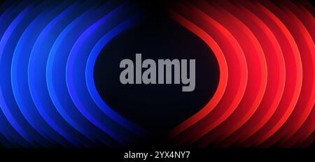 Motif graphique abstrait rouge bleu avec motif circulaire. Fond d'écran de combat. Bannière de collision VS un contre un. Illustration de Vecteur