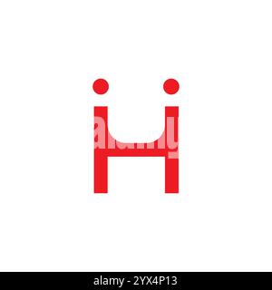 Lettre H logo deux personnes. H icône sourire Illustration de Vecteur