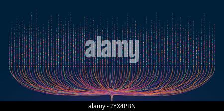 Flux d'informations de Big Data. Information visuelle complexité de la base de données, collecte de données. Illustration de Vecteur