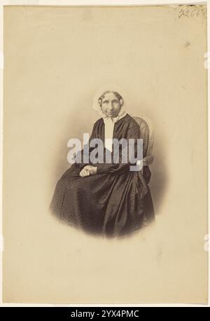 Portrait d'une femme non identifiée, vers 1858. Femme âgée assise portant un bonnet. Banque D'Images