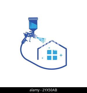 Concept de vecteur de logo de peinture à la maison de pulvérisation Illustration de Vecteur