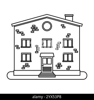 Maison dans le style de ligne mince sur fond blanc. Illustration vectorielle. Illustration de Vecteur