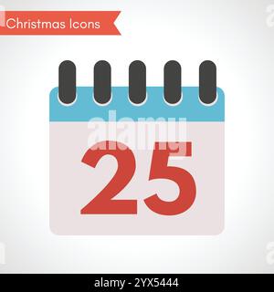 Calendrier avec date vingt-cinq. Icône de Noël. Illustration vectorielle Illustration de Vecteur