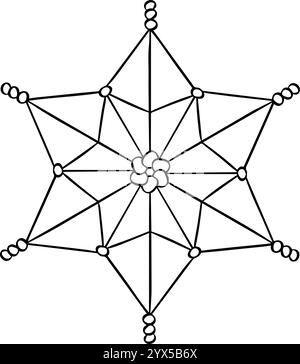 illustration vectorielle ligne graphique d'un flocon de neige. Logo abstrait de neige. Précipitations hivernales. illustration vectorielle dans le style art au trait isolé sur tra blanc Illustration de Vecteur