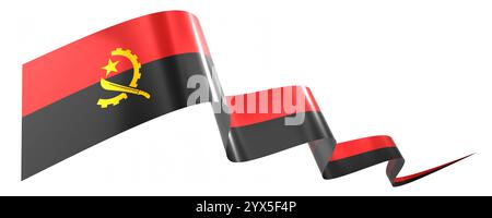 Drapeau Angola - ruban ondulé isolé sur fond blanc - illustration 3D. Banque D'Images