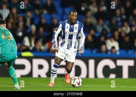 Saint-Sébastien, Espagne. 12 décembre 2024. Sheraldo Becker (Sociedad) Football/Soccer : phase de ligue 'UEFA Europa League' match 6 entre Real Sociedad 3-0 FC Dynamo Kyiv au Reale Arena de San Sebastian, Espagne . Crédit : Mutsu Kawamori/AFLO/Alamy Live News Banque D'Images