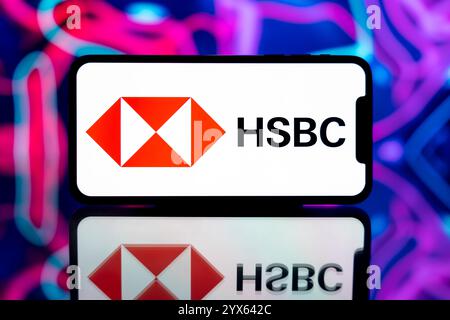 Inde. 14 décembre 2024. Dans cette illustration photo, le logo HSBC est affiché sur l'écran d'un téléphone mobile. (Photo de Idrees Abbas/SOPA images/SIPA USA) *** strictement à des fins d'actualités éditoriales *** crédit : SIPA USA/Alamy Live News Banque D'Images