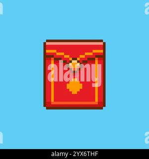 Design d'actifs de jeu Pixel art Chinese Red Envelope Illustration de Vecteur