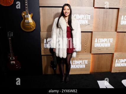 New York, États-Unis. 13 décembre 2024. Marissa Ren arrive sur le tapis rouge à la première de Searchlight Pictures 'A Complete Unknown' au SVA Theater le vendredi 13 décembre 2024 à New York. Photo de John Angelillo/UPI crédit : UPI/Alamy Live News Banque D'Images