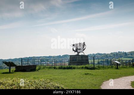 Le Bagillt Jubilee Beacon à Bettisfield Colliery historique 1872 zone minière près de Bagillt dans le Flintshire à côté de la rivière Dee estuaire nord du pays de Galles Banque D'Images