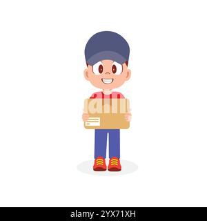 Garçon de livraison rapide et amical Illustration de Vecteur