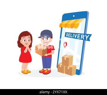 Solutions professionnelles de livraison de colis. illustrations de dessins animés Illustration de Vecteur