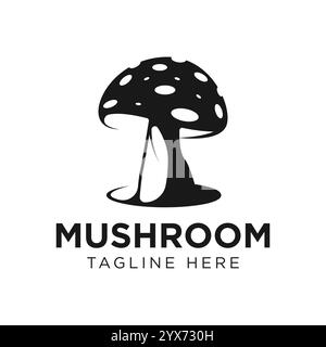 Illustration vectorielle de conception de logo de champignon unique. Convient pour Mushroom Farm logo. Illustration de Vecteur
