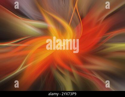 Un vortex tourbillonnant de couleurs vives, principalement dominé par des teintes orange et jaune ardentes. Banque D'Images