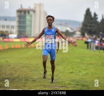 Yemaneberhan Crippa, de l'Italie, en compétition dans la course masculine senior aux Championnats d'Europe de cross-country SPAR, Dokumapark, Banque D'Images