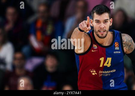 Barcelone, Espagne. 14 décembre 2024. Guillermo Gustavo Willy Hernangomez Geuer du FC Barcelone lors du match de Turkish Airlines Euroleague, date 15 entre le FC Barcelone et l'EA7 Emporio Armani Milan a joué au Palau Blaugrana Stadium le 14 décembre 2024 à Barcelone, Espagne. (Photo de Judit Cartiel/PRESSINPHOTO) crédit : AGENCE SPORTIVE PRESSINPHOTO/Alamy Live News Banque D'Images