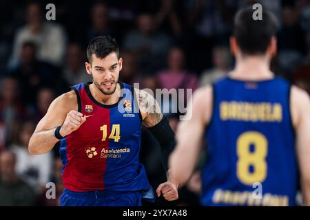 Barcelone, Espagne. 14 décembre 2024. Guillermo Gustavo Willy Hernangomez Geuer du FC Barcelone lors du match de Turkish Airlines Euroleague, date 15 entre le FC Barcelone et l'EA7 Emporio Armani Milan a joué au Palau Blaugrana Stadium le 14 décembre 2024 à Barcelone, Espagne. (Photo de Judit Cartiel/PRESSINPHOTO) crédit : AGENCE SPORTIVE PRESSINPHOTO/Alamy Live News Banque D'Images