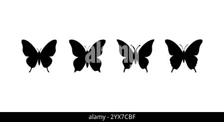 Ensemble d'icônes de silhouette de papillon, logo, illustrations vectorielles. Illustration de Vecteur