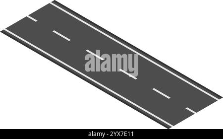 Route droite et vide s'étendant au loin, avec une vue isométrique qui capture les concepts de transport, de voyage et d'infrastructure Illustration de Vecteur