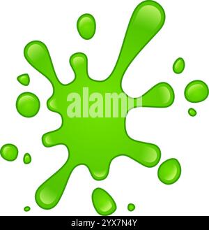 La peinture verte éclaboussure dynamiquement sur un fond blanc propre, créant un effet visuel énergique et accrocheur avec son brillant Illustration de Vecteur
