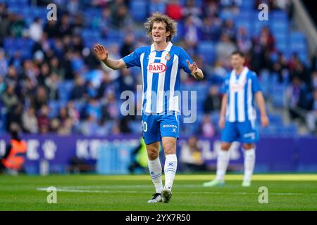 Barcelone, Espagne. 14 décembre 2024. Alex Kral du RCD Espanyol lors du match la Liga EA Sports entre le RCD Espanyol et LE CA Osasuna a joué au RCDE Stadium le 14 décembre 2024 à Barcelone, en Espagne. (Photo de Sergio Ruiz/Imago) crédit : Presinphoto SPORT AGENCY/Alamy Live News Banque D'Images