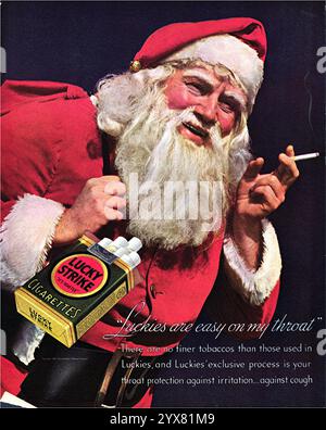 1937 Lucky Strike cigarettes Noël Père Noël annonce Banque D'Images