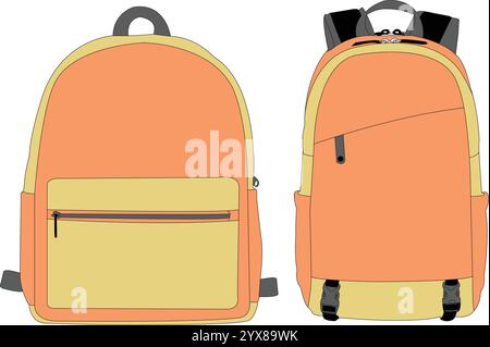 Sac à dos école ccolorfull, sac à dos de bande dessinée isolé, sac à dos plat vecteur, sacs à dos école Cartoon, icône de sac à dos colorfull Illustration de Vecteur