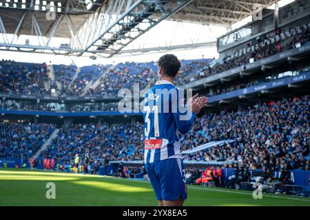 Barcelone, Espagne. 14 décembre 2024. Antoniu Roca (RCD Espanyol) vu lors d'un match de la Liga EA Sports entre le RCD Espanyol et LE CA Osasuna au Stage Front Stadium de Barcelone, Barcelone, Espagne, le 14 décembre 2024. Photo de Felipe Mondino crédit : Agence photo indépendante/Alamy Live News Banque D'Images