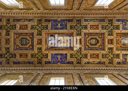 Plafond de l'église des Saints Cosma e Damiano (Basilica dei Santi Cosma e Damiano) à Rome, Italie Banque D'Images