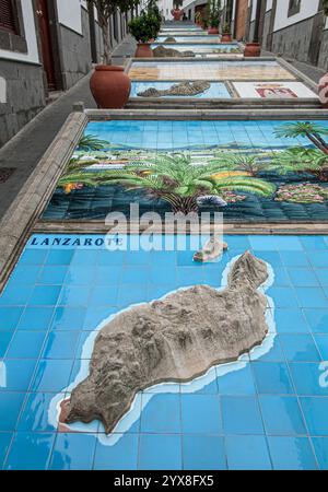 LANZAROTE carte en relief en plâtre 3D de l'île de Lanzarote en affichage permanent dans le village de Firgas Gran Canaria Îles Canaries Espagne Banque D'Images