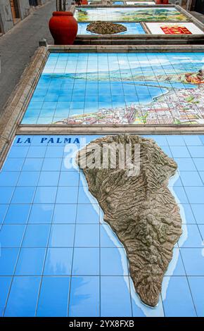 LA PALMA carte en relief plâtre 3D de l'île de la Palma dans Firgas Village à Gran Canaria Îles Canaries Espagne Banque D'Images