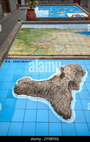 EL HIERRO relief plâtre carte 3D de l'île d'El HIERRO dans le village de Firgas à Gran Canaria Îles Canaries Espagne Banque D'Images