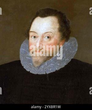 SIR FRANCIS DRAKE (1540-1596) marin anglais, explorateur et corsaire. Détail de la peinture de l'artiste flamand Marcus Gheeraerts, 1591. Banque D'Images