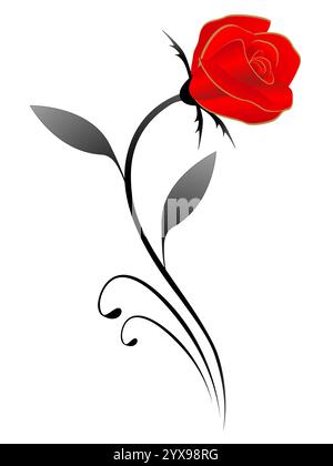 Rose rouge, design. Illustration de Vecteur