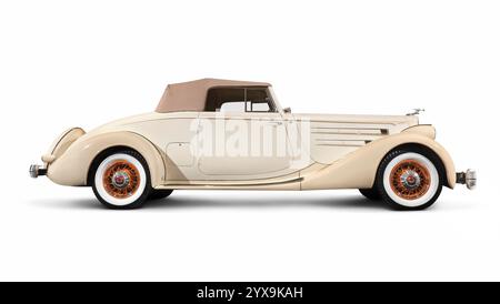 1935 Packard Twelve Coupe Roadster by Dietrich Ivory beige classique voiture de luxe vintage isolé sur fond blanc avec chemin de clipping Banque D'Images