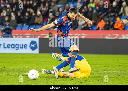 Bâle, Suisse. 14 décembre 2024. Bâle, Suisse, 14 décembre 2024 : Dominik Schmid (31 Bâle) lors du match de Super League entre le FC Basel 1893 et le Grasshopper Club Zurich au Jakob-Park à Bâle, Suisse. Philipp Kresnik (Philipp Kresnik/SPP) crédit : SPP Sport Press photo. /Alamy Live News Banque D'Images