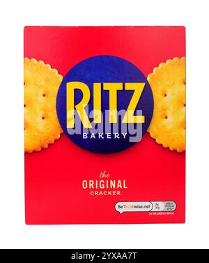 Crackers salés originaux Ritz Bakery dans un paquet de 200 g. Banque D'Images