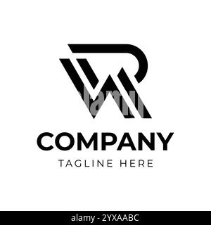 Modèle de conception de logo lettre WR RW professionnelle monogramme unique. Initiales logo commercial. Illustration de Vecteur