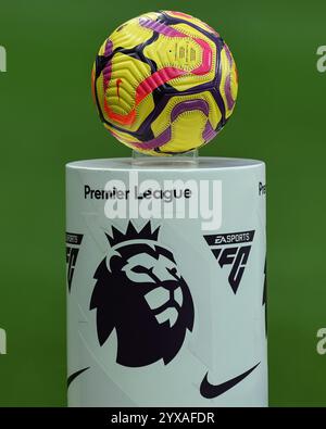 Newcastle, Royaume-Uni. 15 décembre 2024. Premier League match ball lors du premier League match Newcastle United vs Leicester City au lieu de James's Park, Newcastle, Royaume-Uni, 14 décembre 2024 (photo Mark Cosgrove/News images) à Newcastle, Royaume-Uni le 15/12/2024. (Photo de Mark Cosgrove/News images/SIPA USA) crédit : SIPA USA/Alamy Live News Banque D'Images