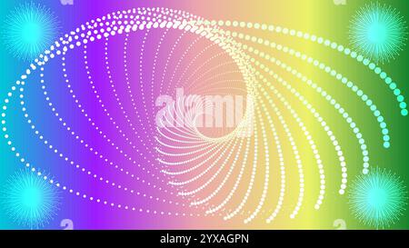 fond coloré abstrait de célébration avec des lumières d'explosion d'étoiles et des lignes courbes ondulées pointillées Illustration de Vecteur