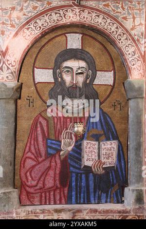 Mosaïque d'une image sainte monastère-cathédrale de Gelati de la Dormition de la Bienheureuse Vierge Marie, Géorgie Banque D'Images