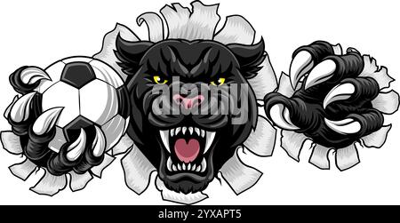 Mascotte de football Black Panther Leopard Jaguar Cat Illustration de Vecteur