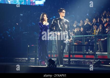 Taipei. 15 décembre 2024. Le groupe de rock taïwanais TRASH se produit au Taipei Arena de Taipei, province de Taiwan, en Chine, le 14 décembre 2024. (Photo de Costfoto/NurPhoto) crédit : NurPhoto SRL/Alamy Live News Banque D'Images