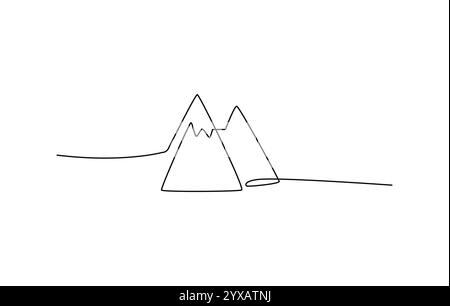 Montagnes un dessin à une ligne Illustration de Vecteur