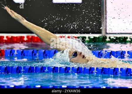 Budapest, Hongrie. 15 décembre 2024. Le Hongrois Hubert Kos participe aux manches masculines de 200 m dos lors des Championnats du monde de natation aquatique 2024 en courte distance à la Duna Arena de Budapest (Hongrie), le 15 décembre 2024. Crédit : Insidefoto di andrea staccioli/Alamy Live News Banque D'Images