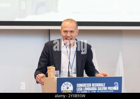 Milan, Italie. 15 décembre 2024. Il nuovo segretario regionale lombardo Massimiliano Romeo crédit : LaPresse/Alamy Live News Banque D'Images