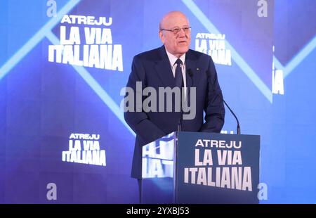 Rome, Latium, Italie. 14 décembre 2024. Liban le premier ministre Najib Mikati a prononcé son discours lors de l’Atreju 2024 au Circo Massimo à Rome. (Crédit image : © Paolo Pizzi/Pacific Press via ZUMA Press Wire) USAGE ÉDITORIAL SEULEMENT! Non destiné à UN USAGE commercial ! Banque D'Images