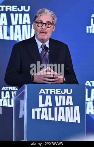 Rome, Italie. 15 décembre 2024. Paolo del Debbio journaliste participe à l'événement Atreju, la fête des Frères d'Italie au Cirque Maximus, le 15 décembre 2024 à Rome, Italie. 25e édition d'Atreju, la fête Fratelli d'Italia se tient au Circus Maximus, à Rome.
 ; crédit : Live Media Publishing Group/Alamy Live News Banque D'Images