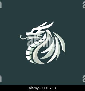 Icône de dragon mythique simple. Icône de silhouette de dragon fantaisie sur le côté. Leviathan élégant dans le style chinois. Illustration vectorielle. Illustration de Vecteur